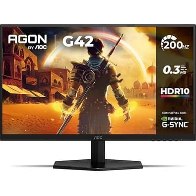 Monitor Gamer AOC 27", Full HD, 200Hz, 0.3ms, IPS, G-Sync, HDR, Ângulo Ajustável, - 27G42HE