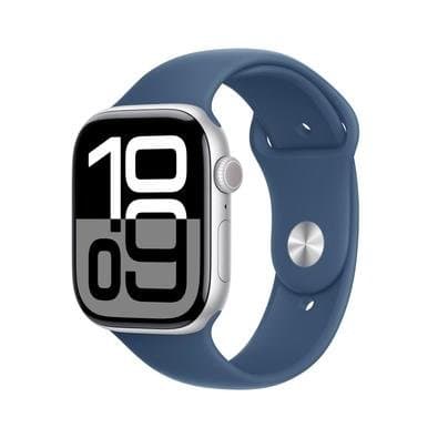 Apple Watch Series 10 GPS + Cellular, Caixa Prateada de Alumínio de 46 mm, Pulseira Esportiva Denim, Tamanho M/G - MWY13AM/A