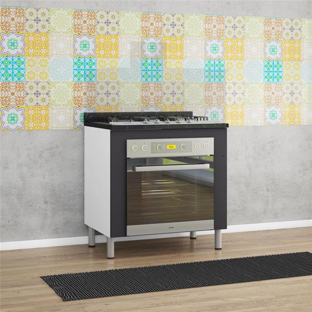 Balcão para Forno e Cooktop Bartira Rubi com 5 Bocas - 80,1cm de largura - Branco / Grafite