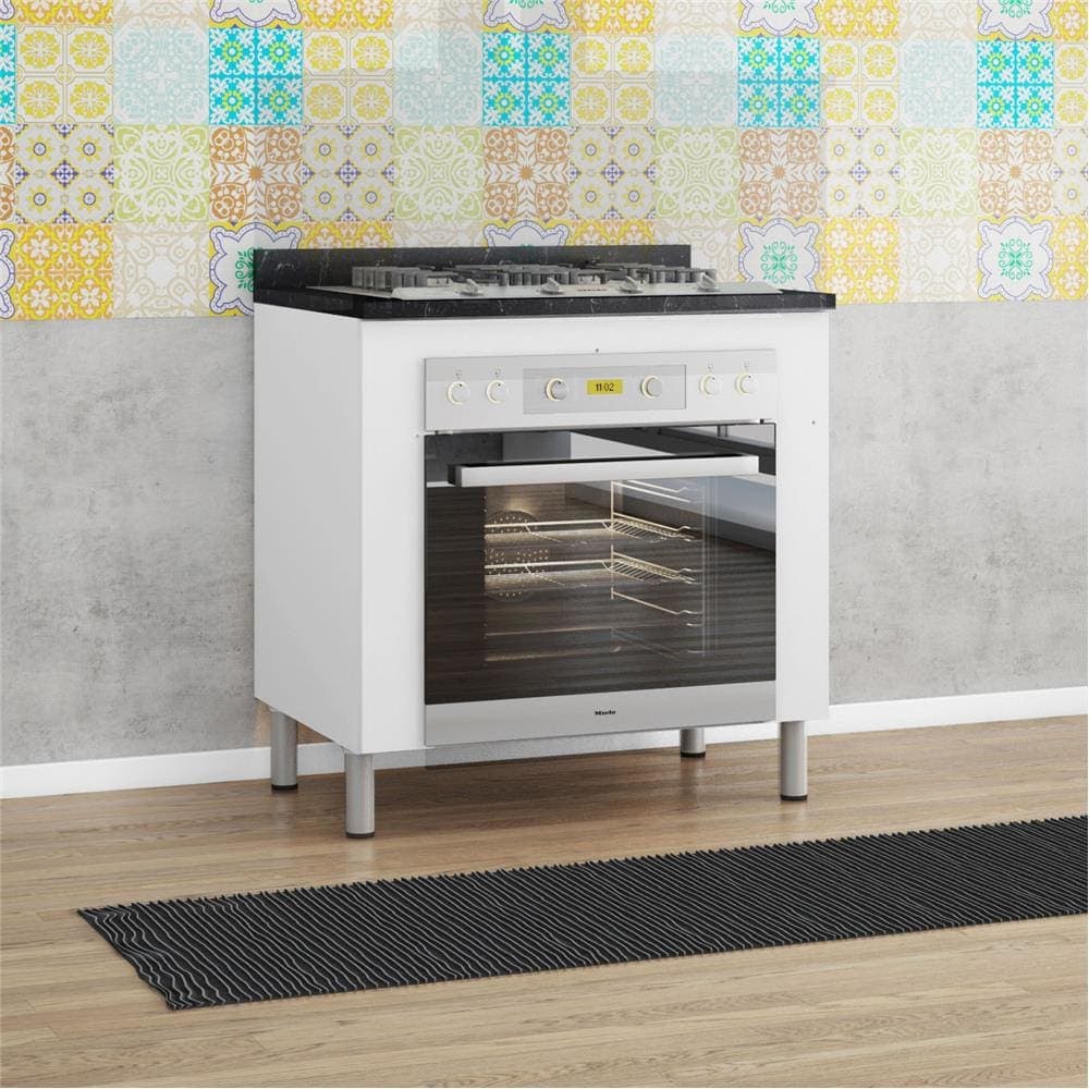 Balcão para Forno e Cooktop Bartira Rubi com 4 Bocas - 80,1cm de largura - Branco