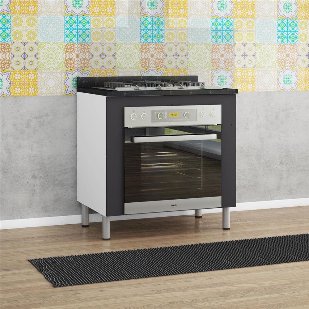 Balcão para Forno e Cooktop Bartira Rubi com 4 Bocas - 80,1cm de largura - Branco / Grafite