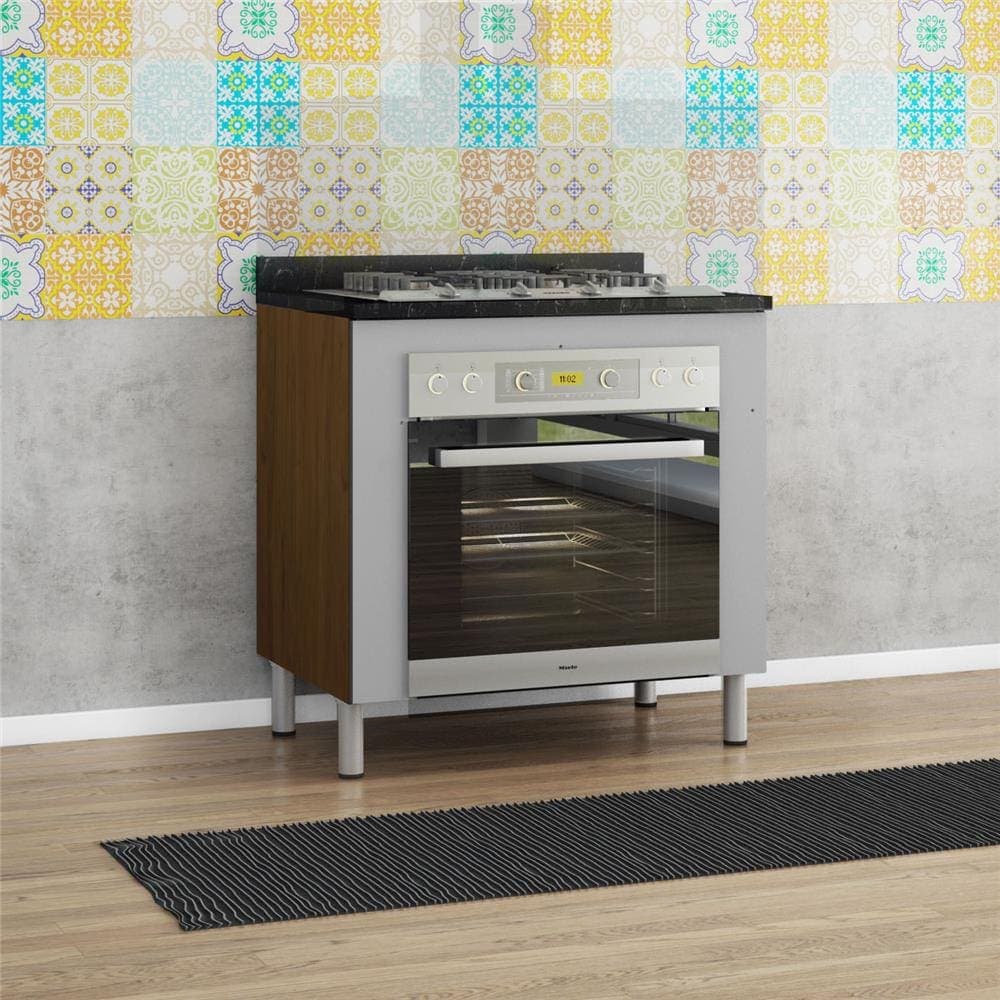 Balcão para Forno e Cooktop Bartira Rubi com 4 Bocas - 80,1cm de largura - Grapia Platinum