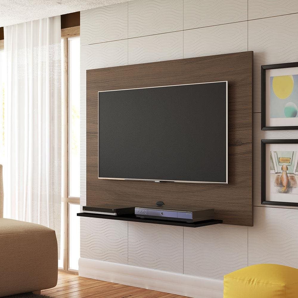 Painel Artely Jet com 120cm de Largura, Ideal para TV de Até 47" - Amendôa/Preto