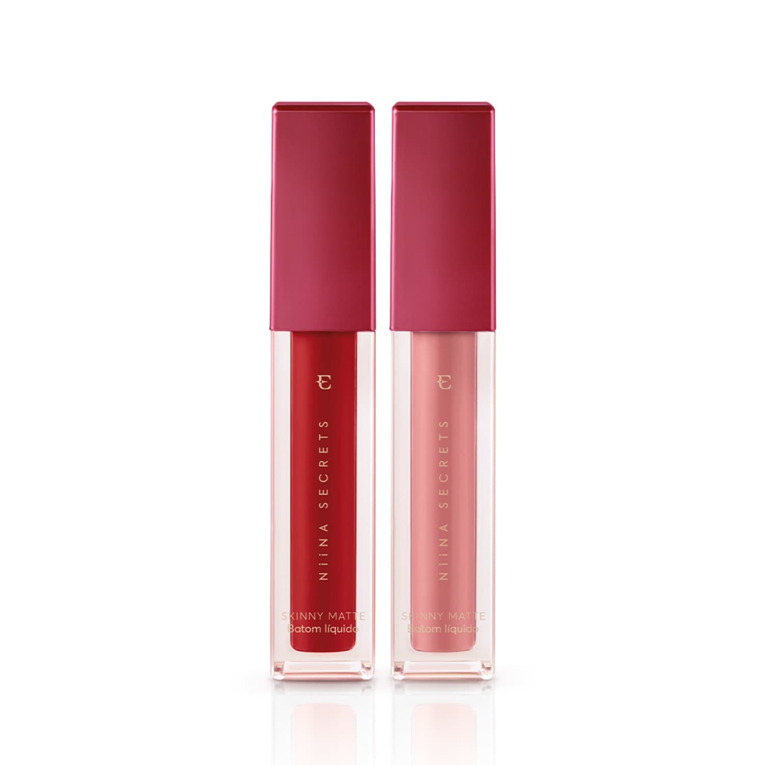 Combo Batom Líquido Niina Secrets Skinny Matte: Hibisco 4ml + Rose Gardênia 4ml